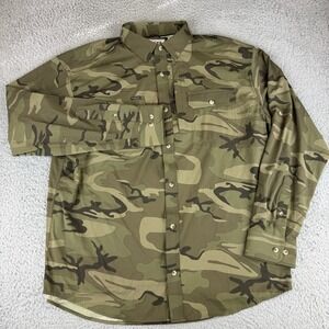 Poncho The Torcaza Shirt Mens Large Button Up Long Sleeve Camo Regular Fit